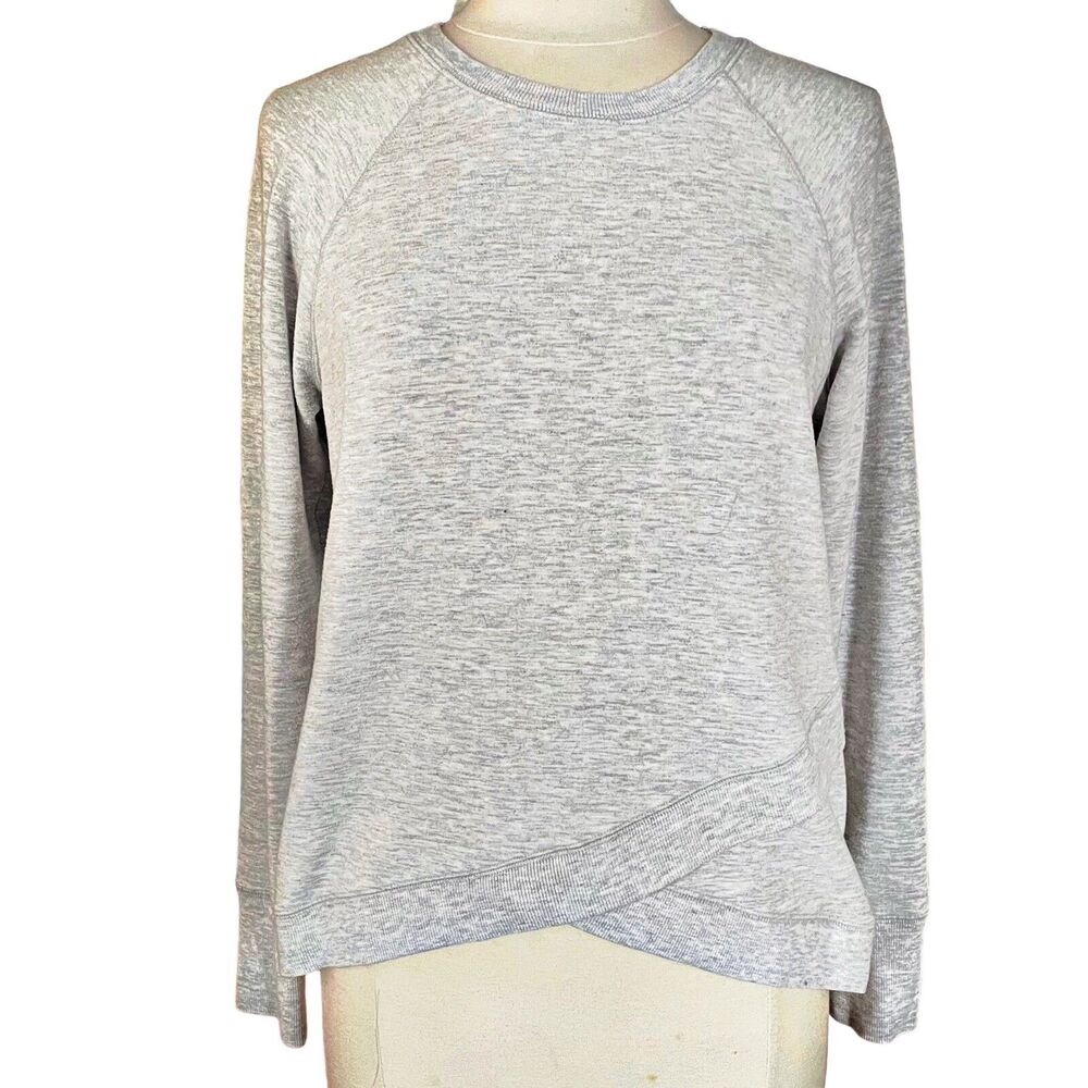 Athleta Criss Cross Sweatshirt Size M Womens Long Sleeve Top Heathered Gray
